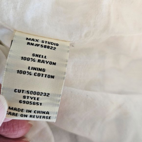 Max Studio Boho Mini Dress, Ivory with Blue Floral Embroidery, Size Medium - Picture 8 of 11